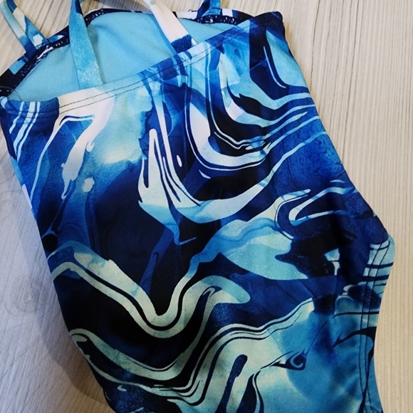 Peyton and Parker Blue marble cross strap swimsuit for baby Size 3-6 mo NWT - Picture 8 of 11